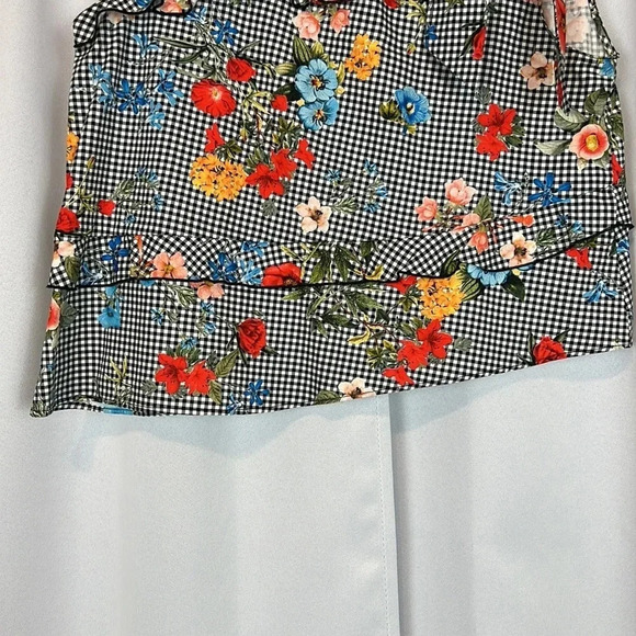 ZARA Basic Collection Floral Gingham Ruffle Asymmetrical Top Size M - Picture 5 of 8